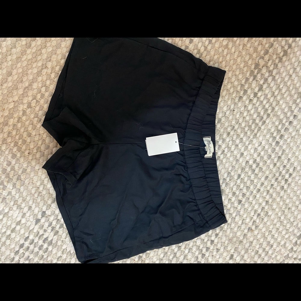 madewell black linen shorts